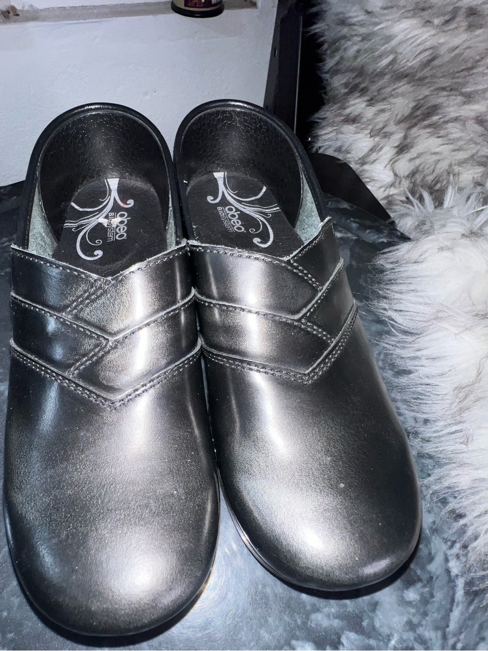 Abeo Biosystems Pure Pewter Leather Slip Resistant Work Clogs